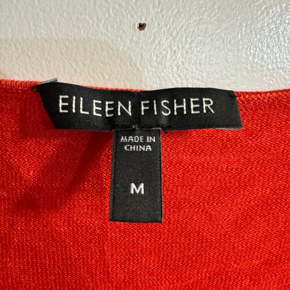 Eileen Fisher Firefly Silk Chiffon Tussah Blouse Coral Size Medium Lightweight - Picture 7 of 7